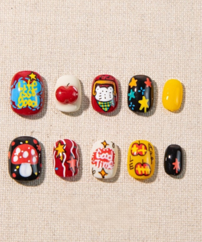 Hand-Painted Cartoon Press On Nails