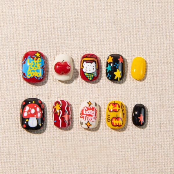 Hand-Painted Cartoon Press On Nails