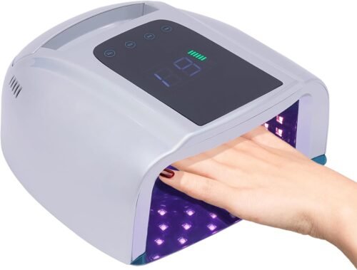 Rechargeable UV LED Nail Lamp, 96W Professional Cordless Nail Dryer, Auto Sensor, 4 Timer Setting, 42 Lamp Beads LCD Display Quick Dry Curing Lamp Gel Nail Polish for Salon & Home (Silver)