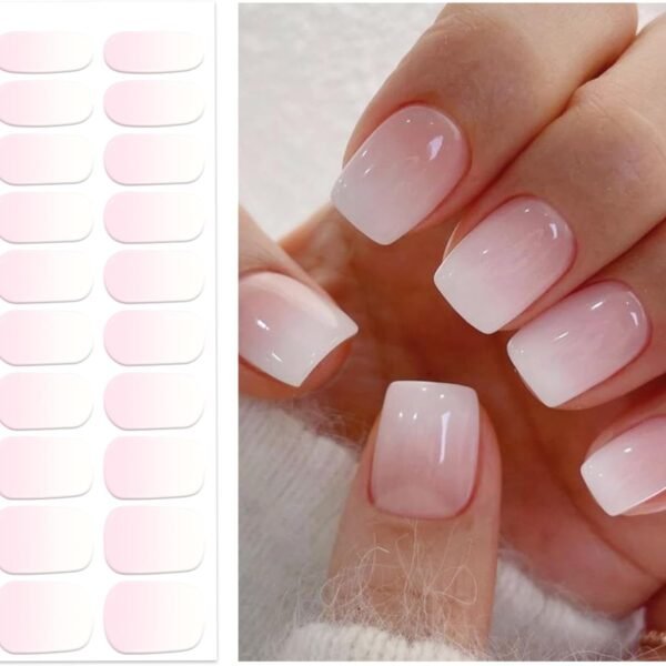 Semi Cured Gel Nail Strips | Gel Nail Stickers with UV Light Required | Salon Quality, Easy Application and Removal??Pink Ombre??