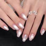 Jelly Glass Cat Eye Gel Polish with Magnet 15ML Holographic Glitter Shimmer Translucent Sheer Color Magnetic Nail Polish Salon DIY at Home (Milky White Silver)