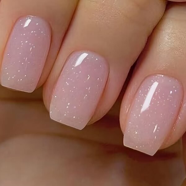 Gel Polish 15ml Sheer Glitter Pink Gel Polish Jelly Creamy Pink Translucent Gel Nail Polish Neutral Spring Color Soak off LED UV Gel Nail Art Manicure Design Salon at Home