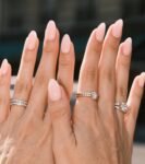 Press on Nails Short Soft Pink Almond False Tips Glossy Reusable Fake Stick on Nails Kit for Women - 32 Pcs 16 Sizes