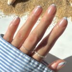 Press On Nails - Into Blue | Glazed Short Oval Fake Nails with Periwinkle French Tips, Salon Quality Summer Nails | 15 Sizes - 30 Nail Kit with Glue