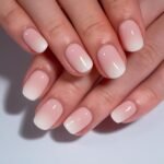Nude Ombre Press On Nails Extra Short ?C 30PCS Short Square Soft Gel Fake Nails, Natural Gradient Glue On Nails Kit for Women, Easy At-Home Salon Manicure (Nude White)