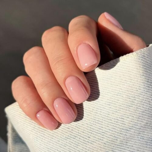 Pink Press on Nails, Summer Short Square Fake Nails, Reusable Nail Kit with Nail Glue Adhesive Tabs Mini Nail File, Nails Press Ons 32Pcs 16Sizes, Women Girl Gift