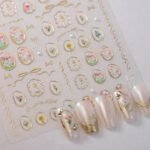 5D Embossed Flower Nail Art Stickers Tulip Glue Irregular Geometric Frames Nail Stickers Gold Hollow Designs Nail Decals Supplies Self Adhesive Nails Sticker DIY Acrylic Nail Accessories