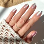 Press On Nails - Oyster Fake Nails | Short Oval Cat Eye Fake Nails with a Velvet Pearlescent Finish, Salon Quality Summer Nails | 15 Sizes - 30 Nail Kit with Glue