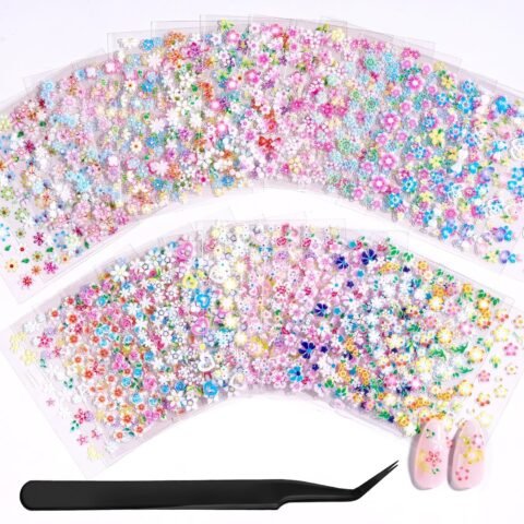 Nail Art Stickers 30 Sheets 3D Flower Nail Stickers Color Heart Nails Design Supplies DIY Decals Decoration Nails Art for Women Girls