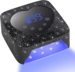 UV LED Nail Lamp 72W Rechargeable Sparkly Wireless Nail Dryer Gel Polish Light with 5 Timer Setting Professional Quick Dry Curing Lamp with Display Auto Sensor for Salon & Home, Black