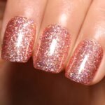 Glitter Rose Gold Gel Nail Polish, 1 Pcs 16ml Sparkly Rose Gold Soak Off UV/LED Gel Polish Manicure Salon DIY at Home