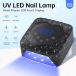 UV LED Nail Lamp 72W Rechargeable Sparkly Wireless Nail Dryer Gel Polish Light with 5 Timer Setting Professional Quick Dry Curing Lamp with Display Auto Sensor for Salon & Home, Black